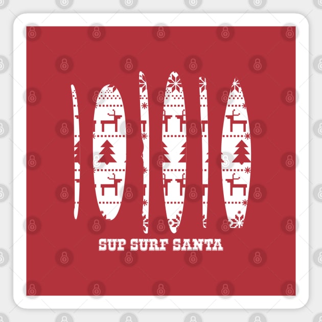 SUP Surf Santa Christmas Magnet by Yule